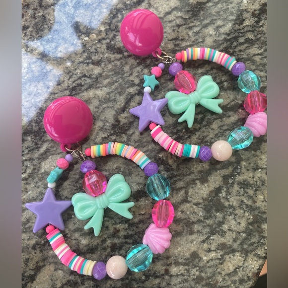 Barbie bright heart Ken love hoop rose bow pink glam earrings statement they - Picture 2 of 6